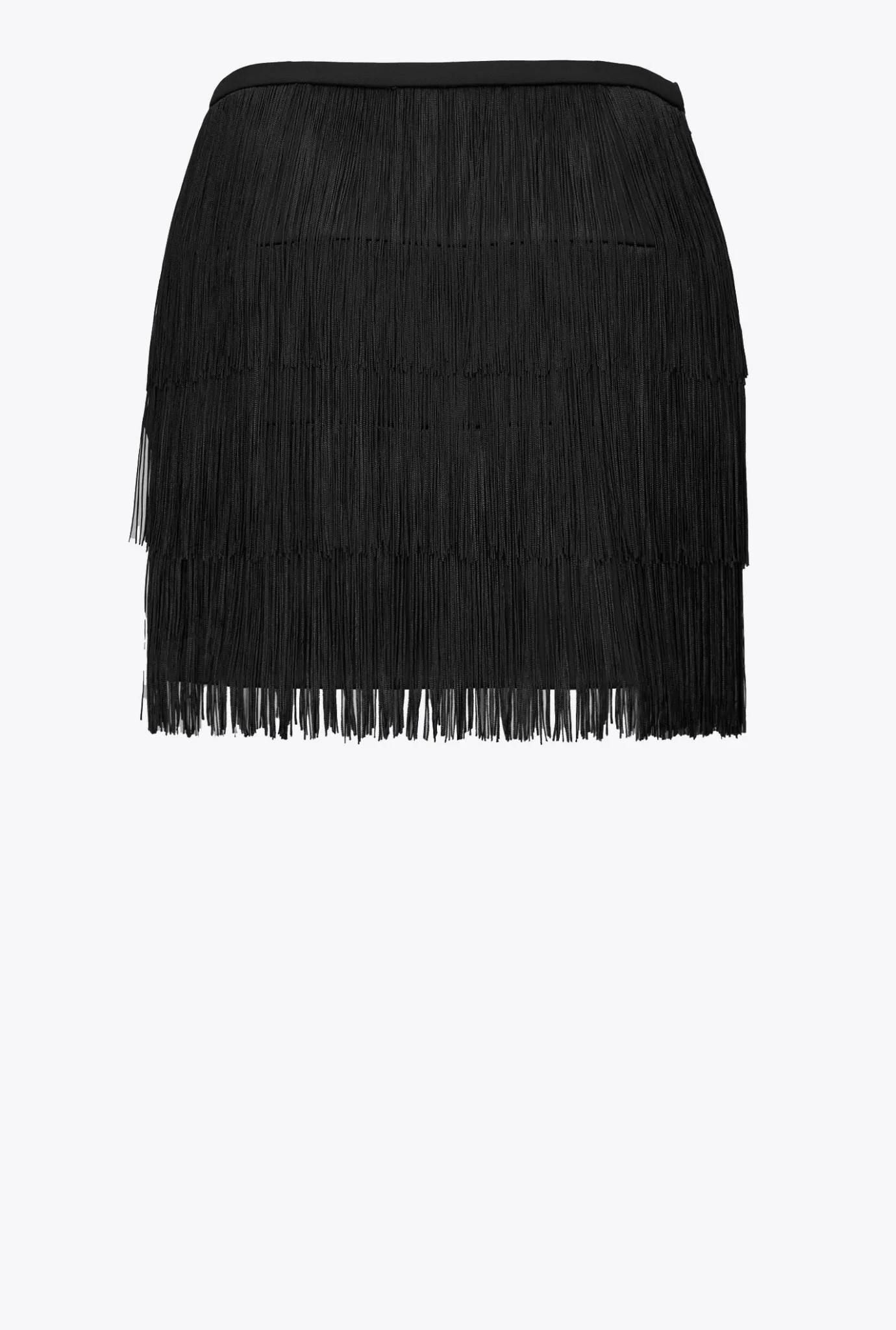Jupes|PINKO Mini-Jupe A Franges Fines Noir Limousine