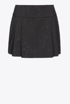 Jupes|PINKO Mini-Jupe A Strass Galleria Noir Limousine
