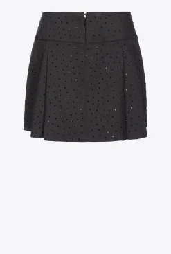 Jupes|PINKO Mini-Jupe A Strass Galleria Noir Limousine