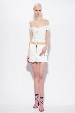 Jupes|PINKO Mini-Jupe Cargo Blanc Immacule