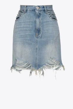 Jupes|PINKO Mini-Jupe En Denim A Lacets Delavage Vintage Moyen