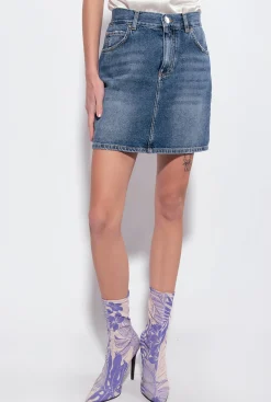 Jupes|PINKO Mini-Jupe En Denim Vintage Delavage Vintage Moyen