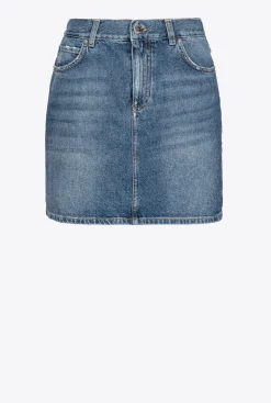 Jupes|PINKO Mini-Jupe En Denim Vintage Delavage Vintage Moyen
