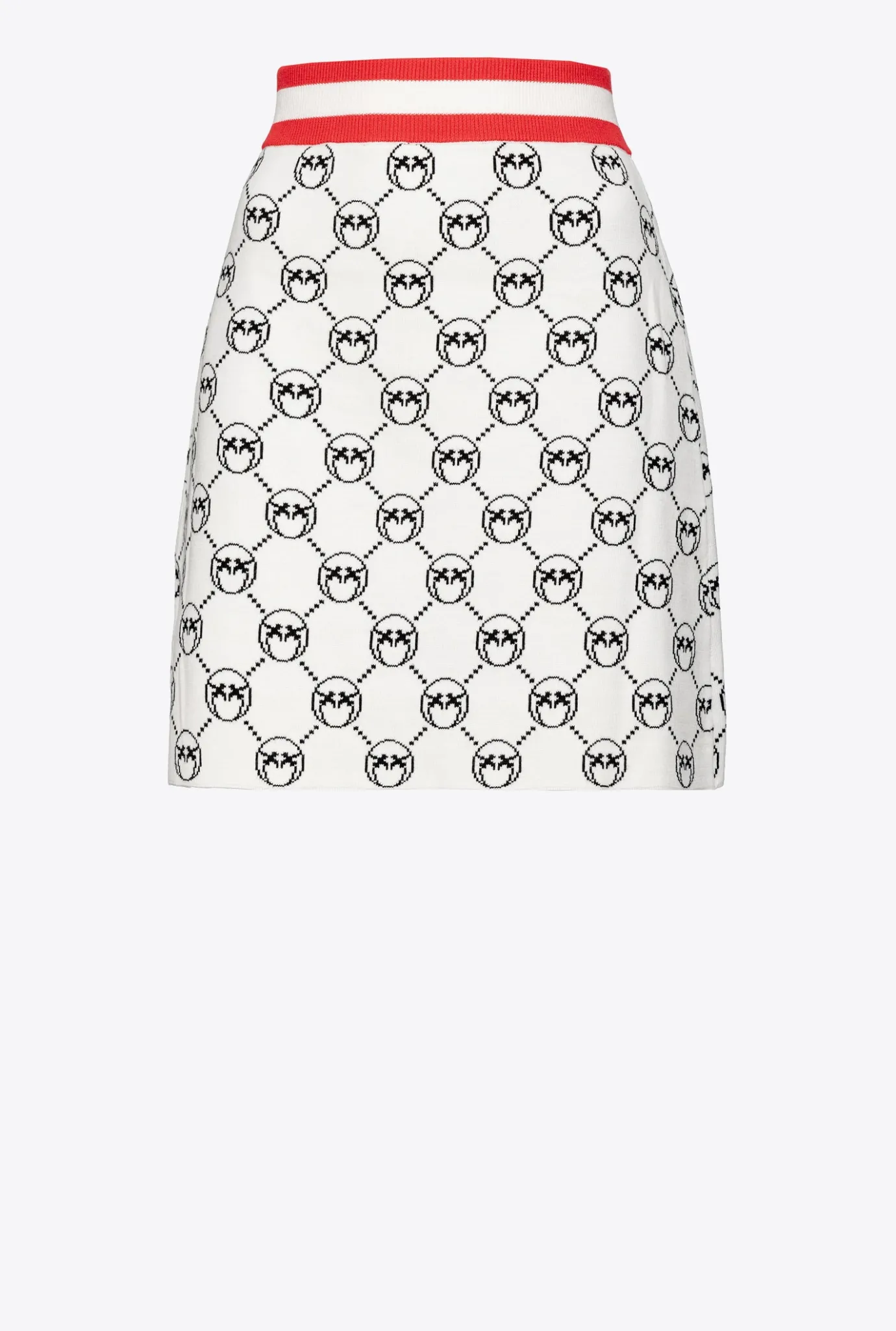Jupes|PINKO Mini-Jupe En Jacquard Monogram Multi. Blanc/Noir/Rouge