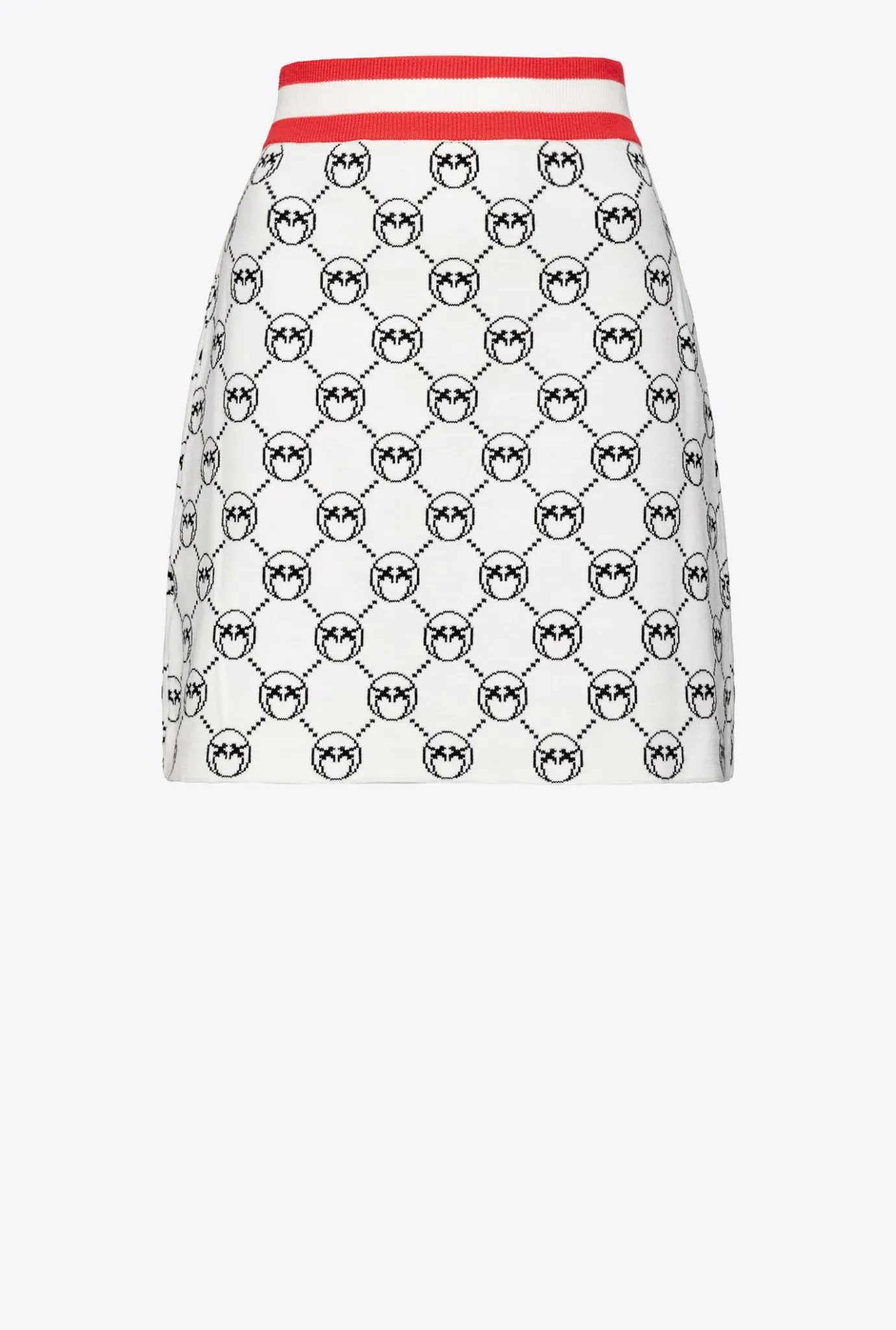 Jupes|PINKO Mini-Jupe En Jacquard Monogram Multi. Blanc/Noir/Rouge