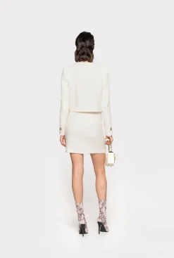 Jupes|PINKO Mini-Jupe En Tweed Fantaisie Rose Fume Blanc