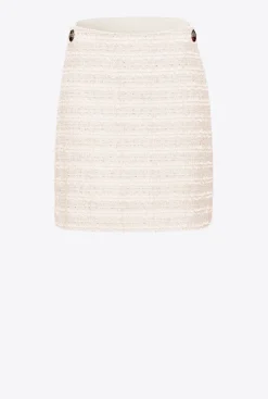 Jupes|PINKO Mini-Jupe En Tweed Fantaisie Rose Fume Blanc