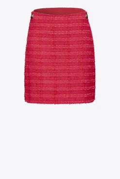 Jupes|PINKO Mini-Jupe En Tweed Fantaisie Mult. Fuchsia/Rouge