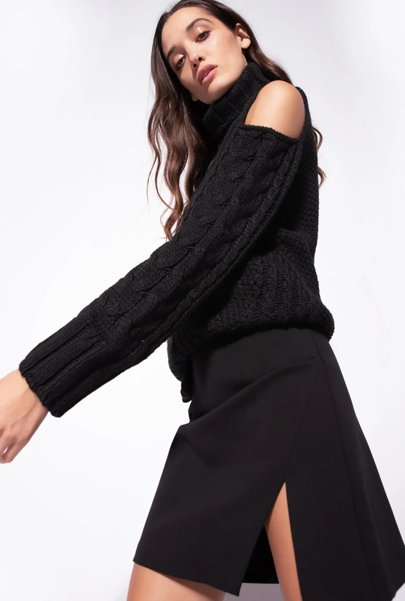 Jupes|PINKO Mini-Jupe Fendue Noir Limousine