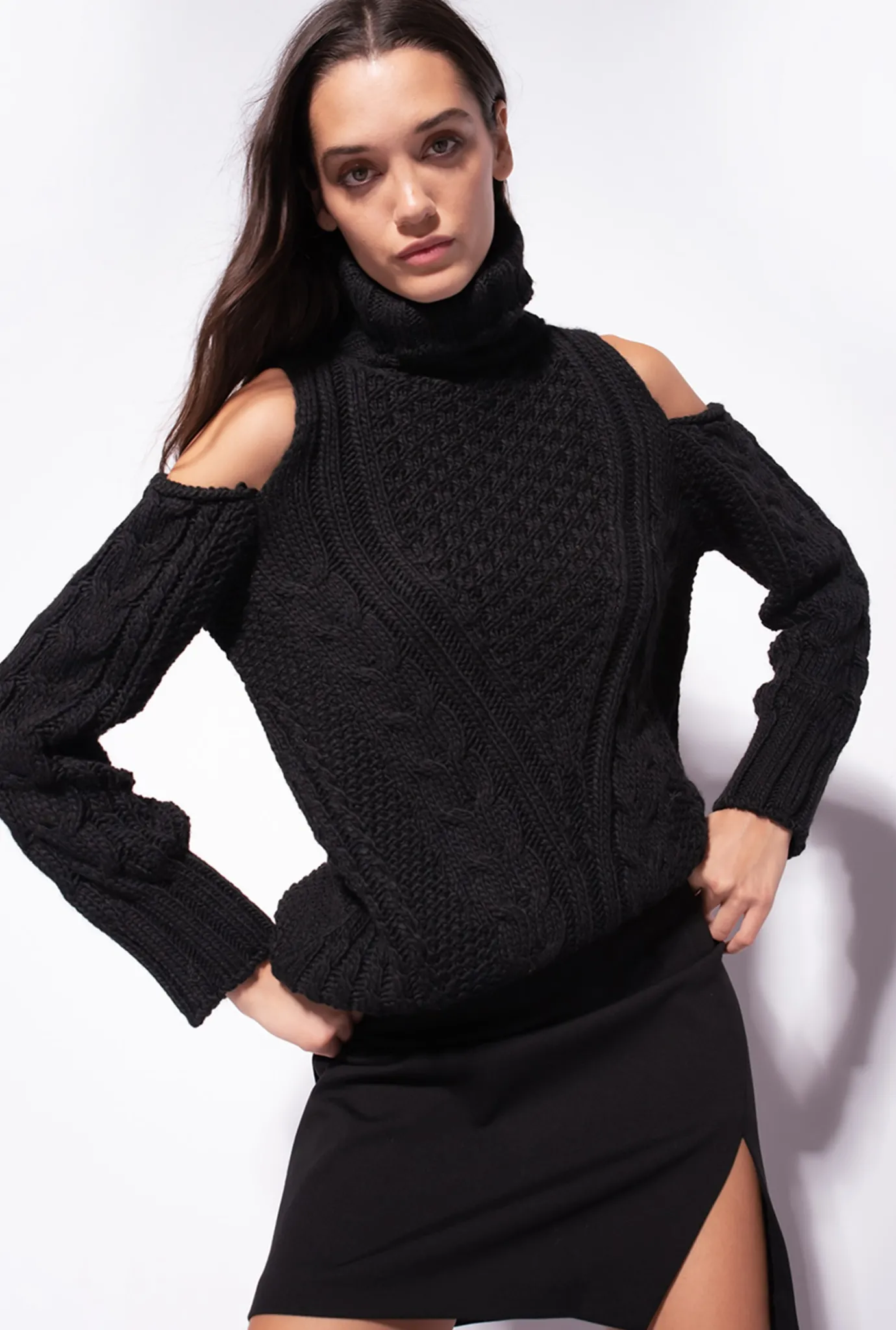 Jupes|PINKO Mini-Jupe Fendue Noir Limousine