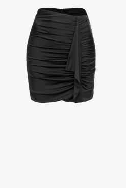 Jupes|PINKO Mini-Jupe Froncee Noir Limousine