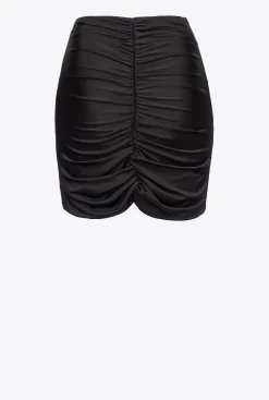 Jupes|PINKO Mini-Jupe Froncee Noir Limousine