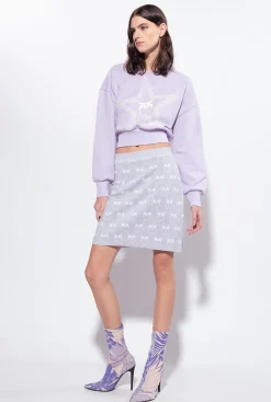 Jupes|PINKO Mini-Jupe Monogram En Lurex Lilas/Blanc