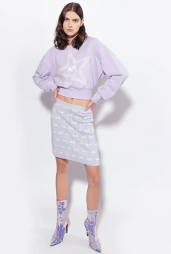 Jupes|PINKO Mini-Jupe Monogram En Lurex Lilas/Blanc