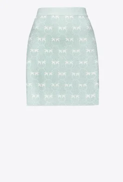 Jupes|PINKO Mini-Jupe Monogram En Lurex Aigue-Marine/Blanc