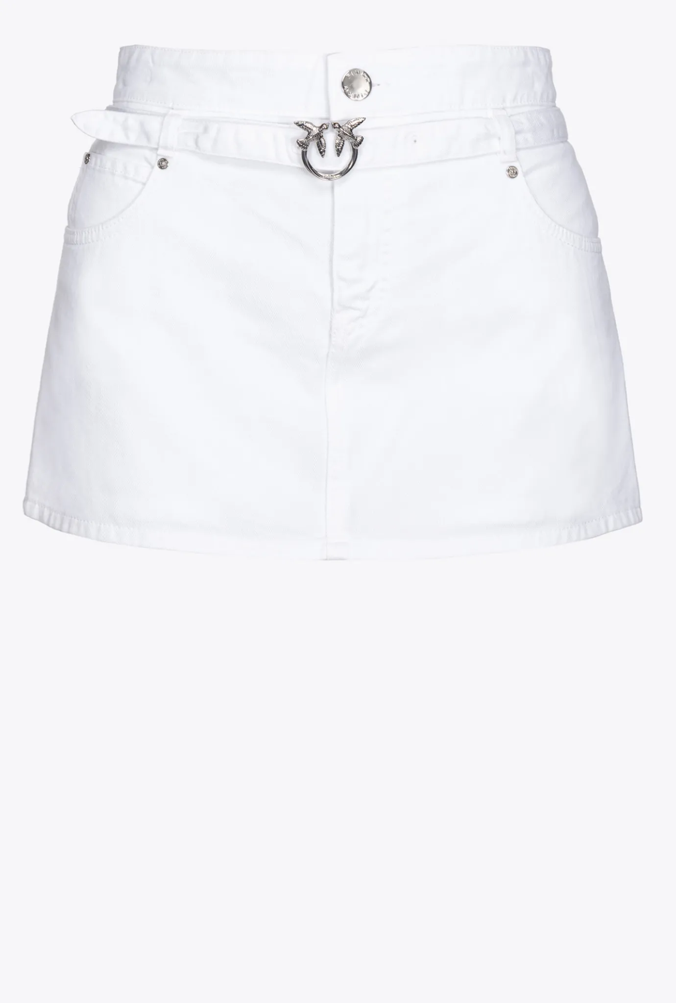 Jeans|PINKO Mini-Jupe Short Ceinturee Blanc Brill.