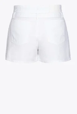 Jeans|PINKO Mini-Jupe Short Ceinturee Blanc Brill.