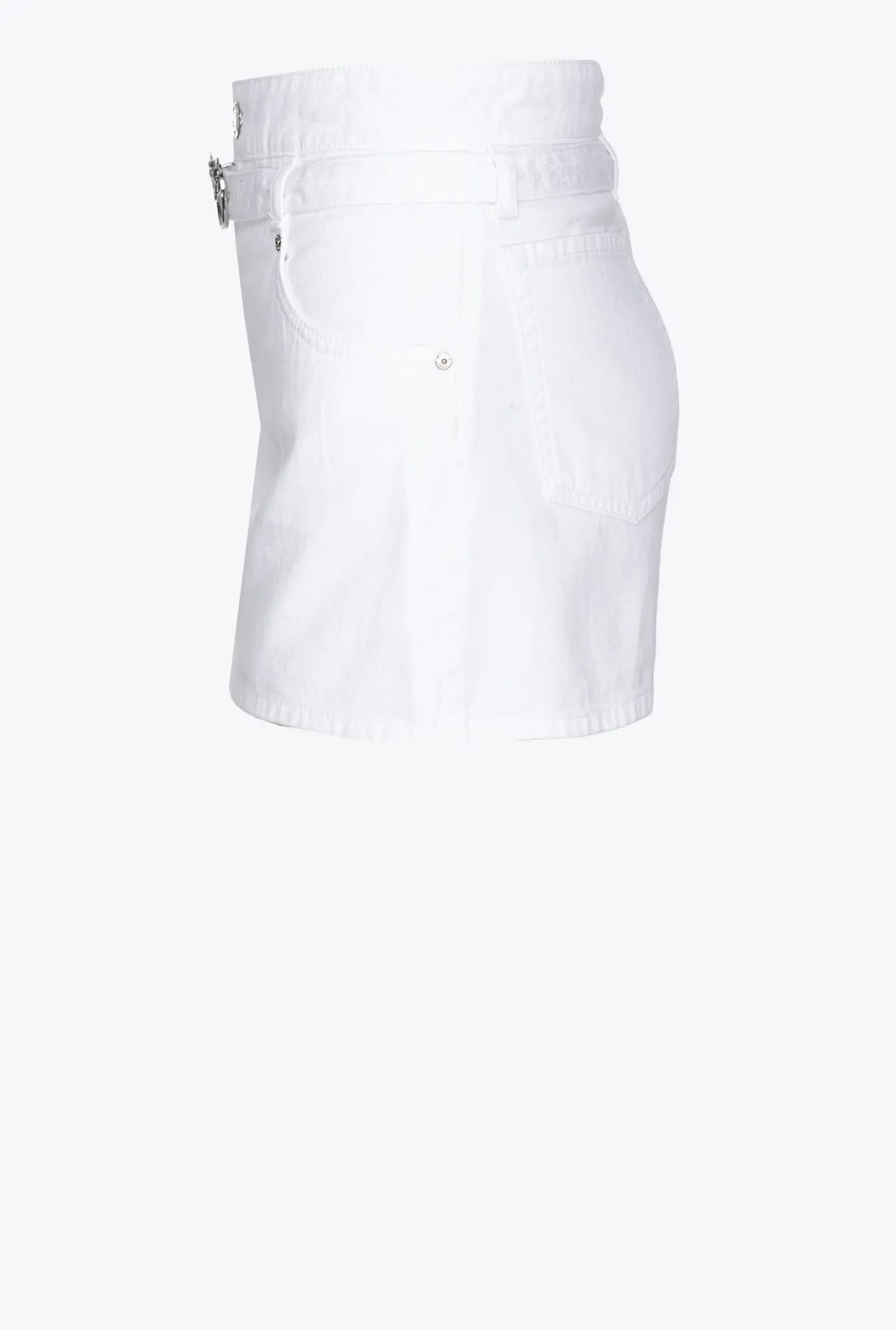 Jeans|PINKO Mini-Jupe Short Ceinturee Blanc Brill.