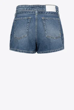 Jeans|PINKO Mini-Jupe-Culotte En Denim Delavage Vintage Fonce