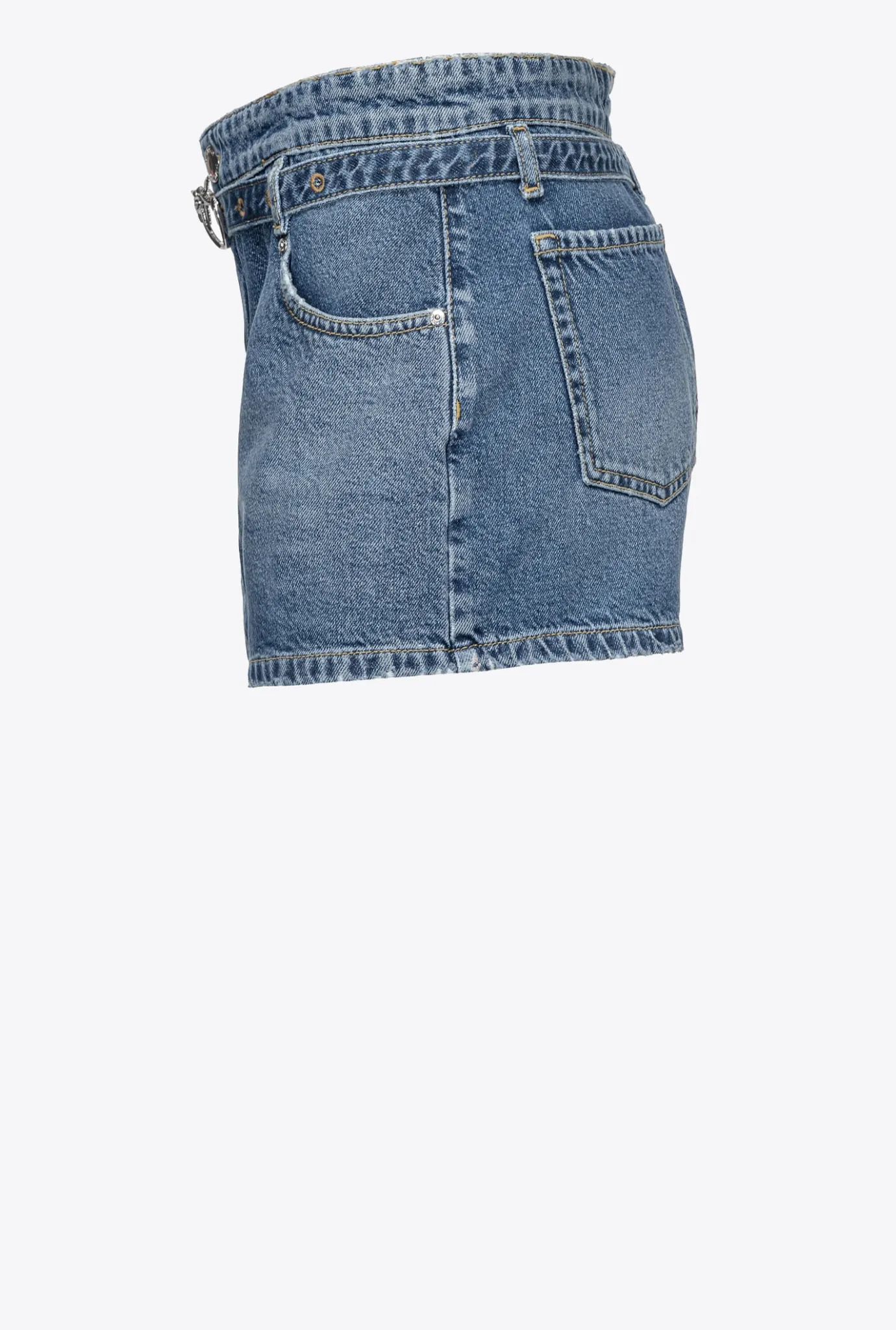 Jeans|PINKO Mini-Jupe-Culotte En Denim Delavage Vintage Fonce
