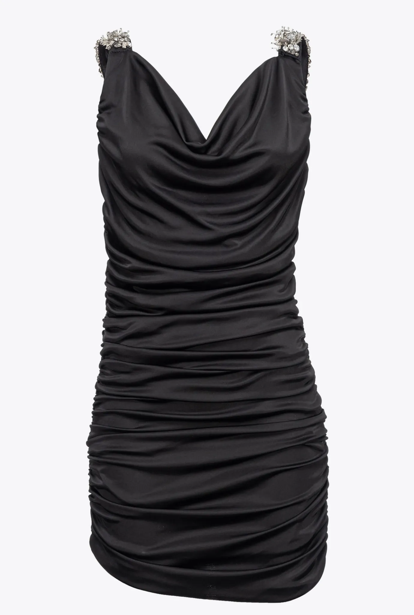 Robes|PINKO Mini-Robe A Bretelles Bijoux Noir Limousine