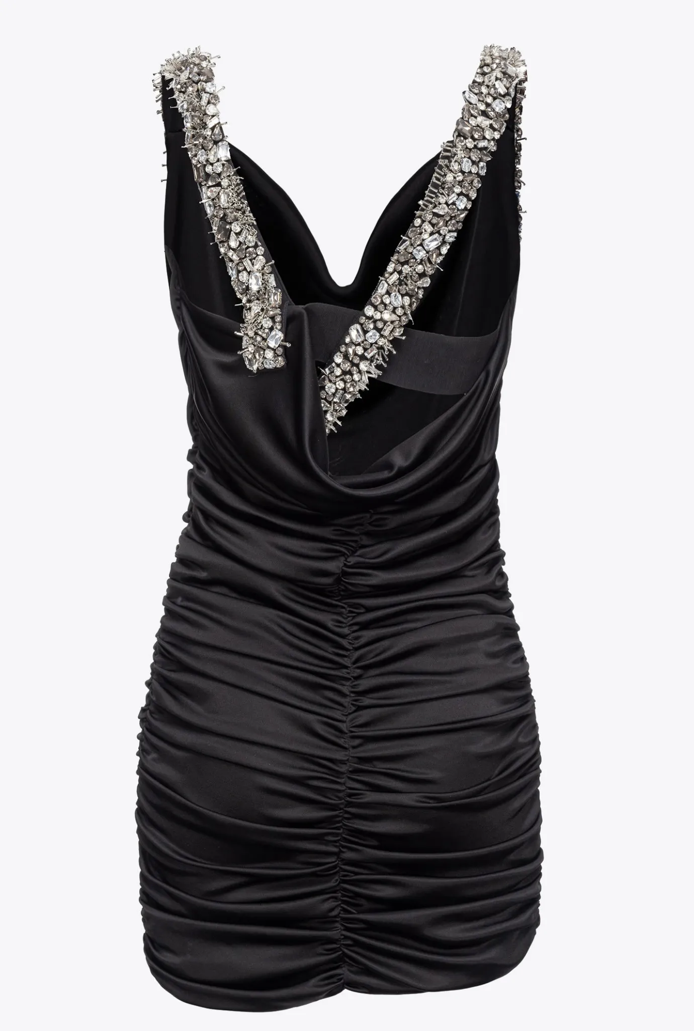 Robes|PINKO Mini-Robe A Bretelles Bijoux Noir Limousine