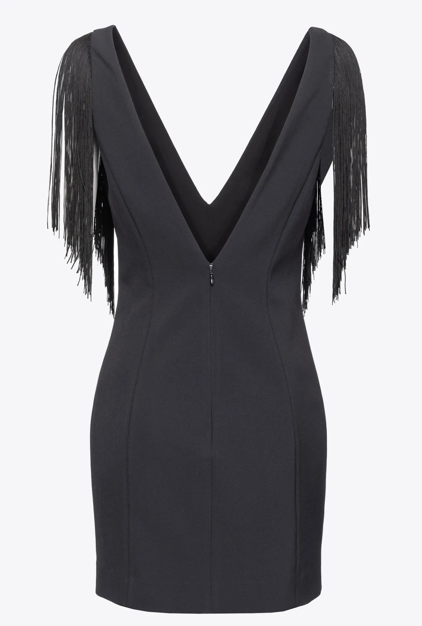 Robes|PINKO Mini-Robe A Epaules Frangees Noir Limousine
