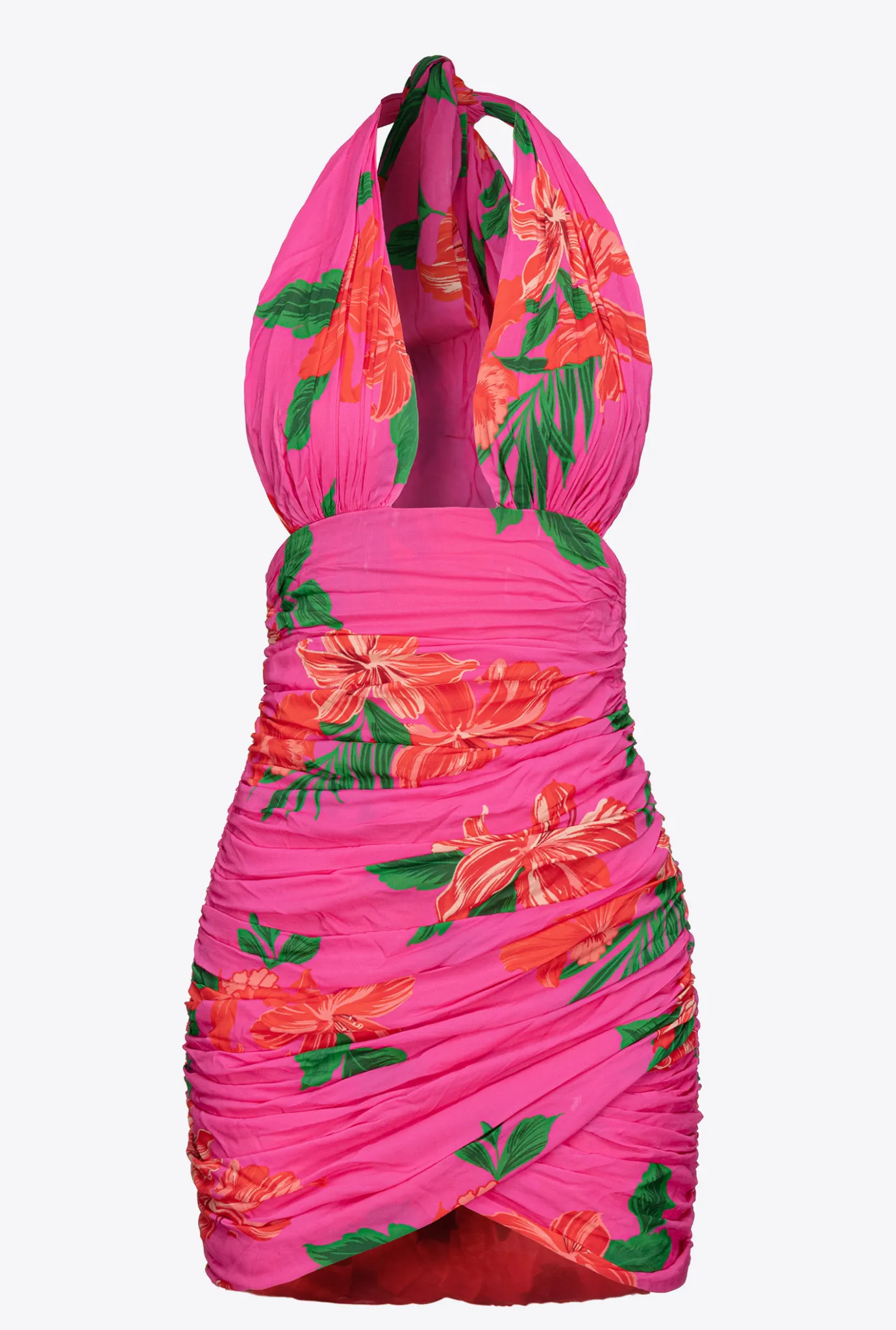 Robes|PINKO Mini-Robe A Fleurs Mult. Fuchsia/Rouge