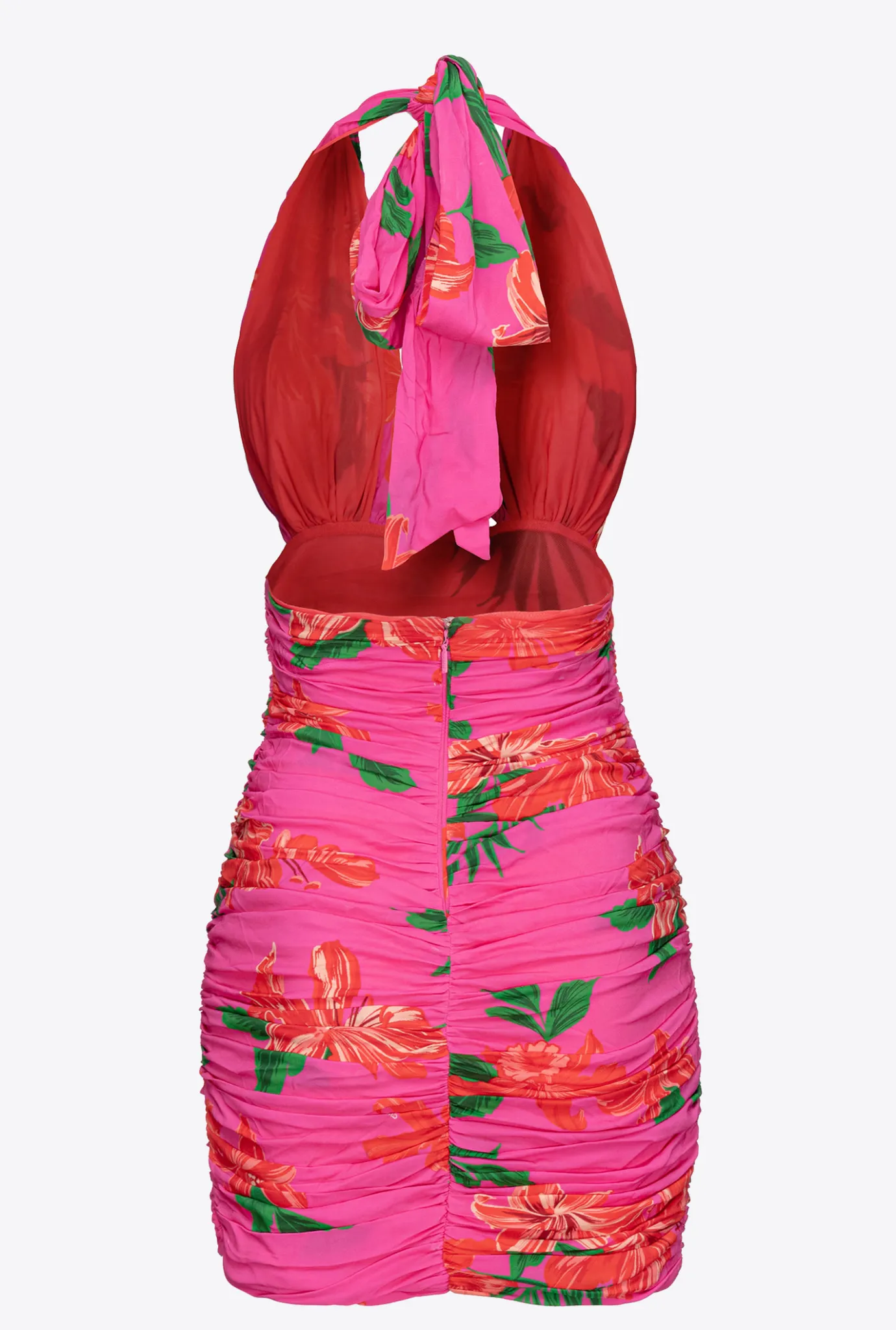 Robes|PINKO Mini-Robe A Fleurs Mult. Fuchsia/Rouge