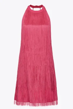 Robes|PINKO Mini-Robe A Franges Fines Violet Fuchsia