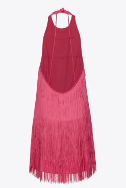 Robes|PINKO Mini-Robe A Franges Fines Violet Fuchsia