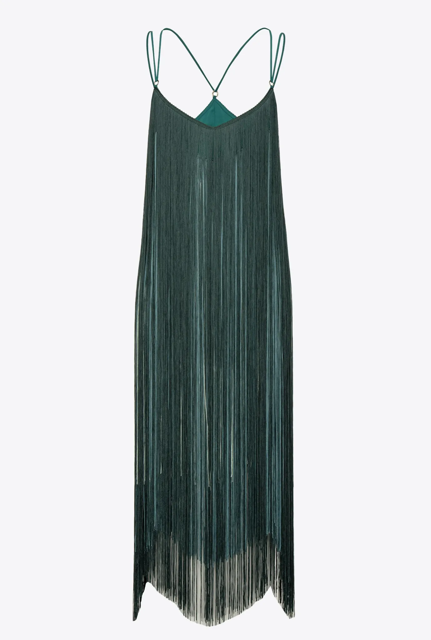 Robes|PINKO Mini-Robe A Franges Longues Multicolore Vert/Vert Menthe