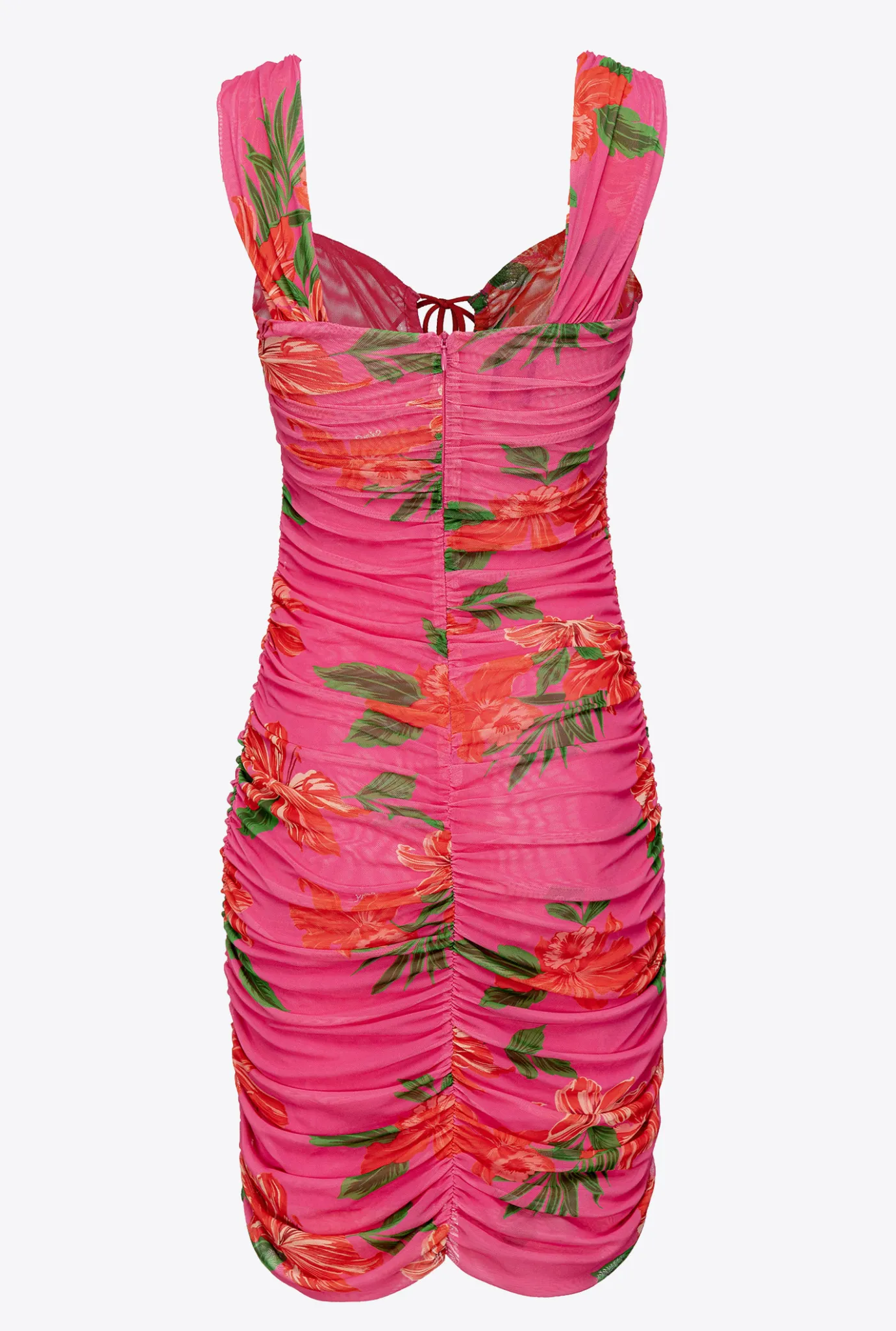 Robes|PINKO Mini-Robe A Imprime Floral Mult. Fuchsia/Rouge