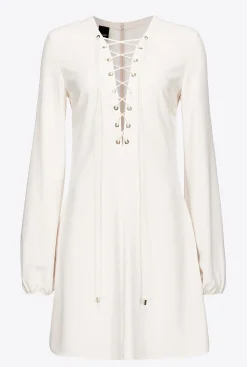 Robes|PINKO Mini-Robe A Lacets Blanc Soie