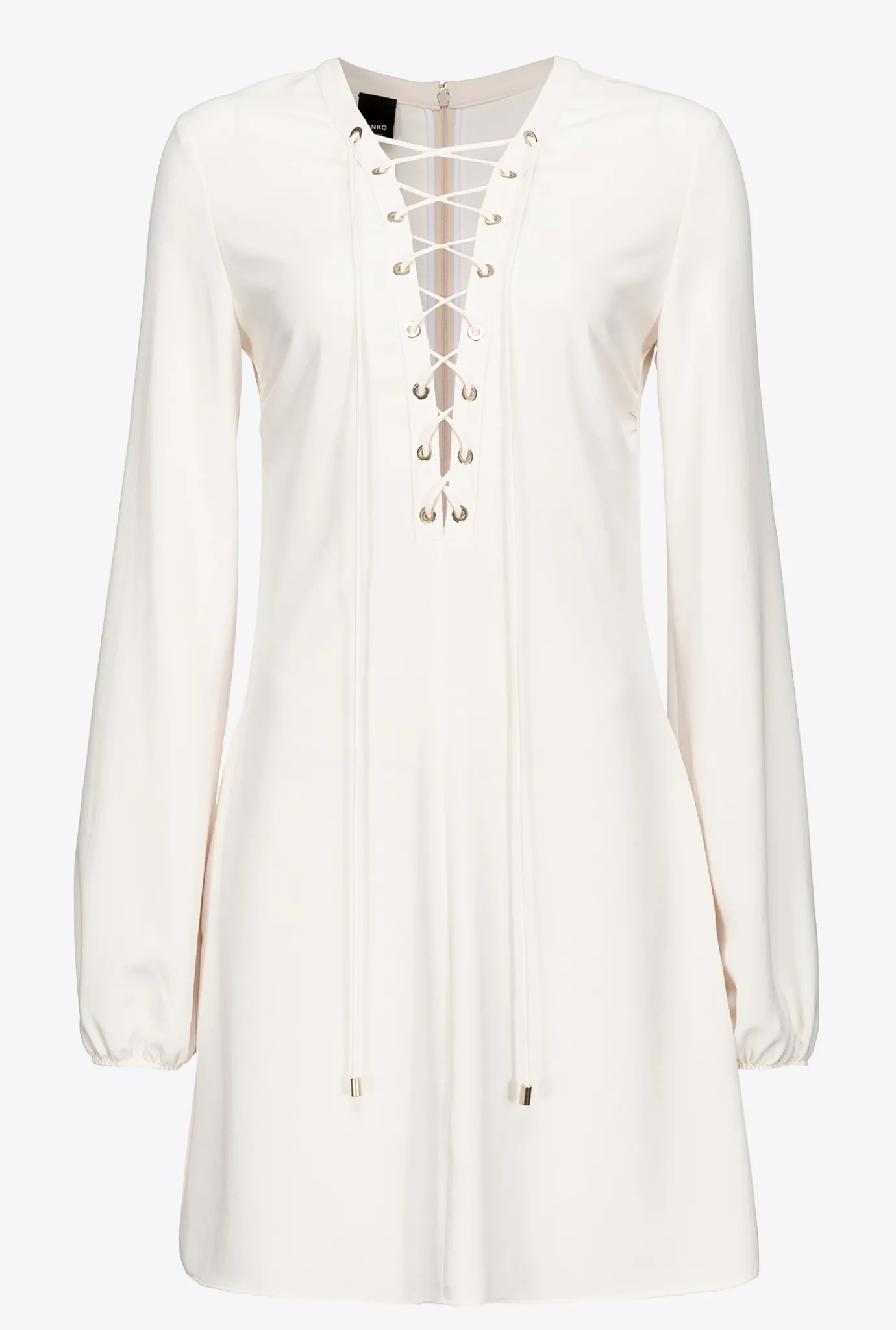 Robes|PINKO Mini-Robe A Lacets Blanc Soie