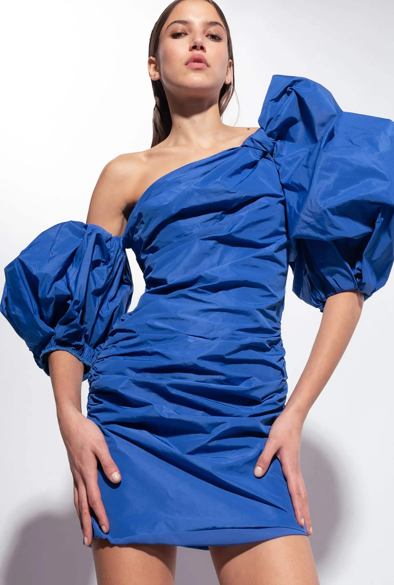 Robes|PINKO Mini-Robe A Manches Ballon Bleu Surf Sur Le Web