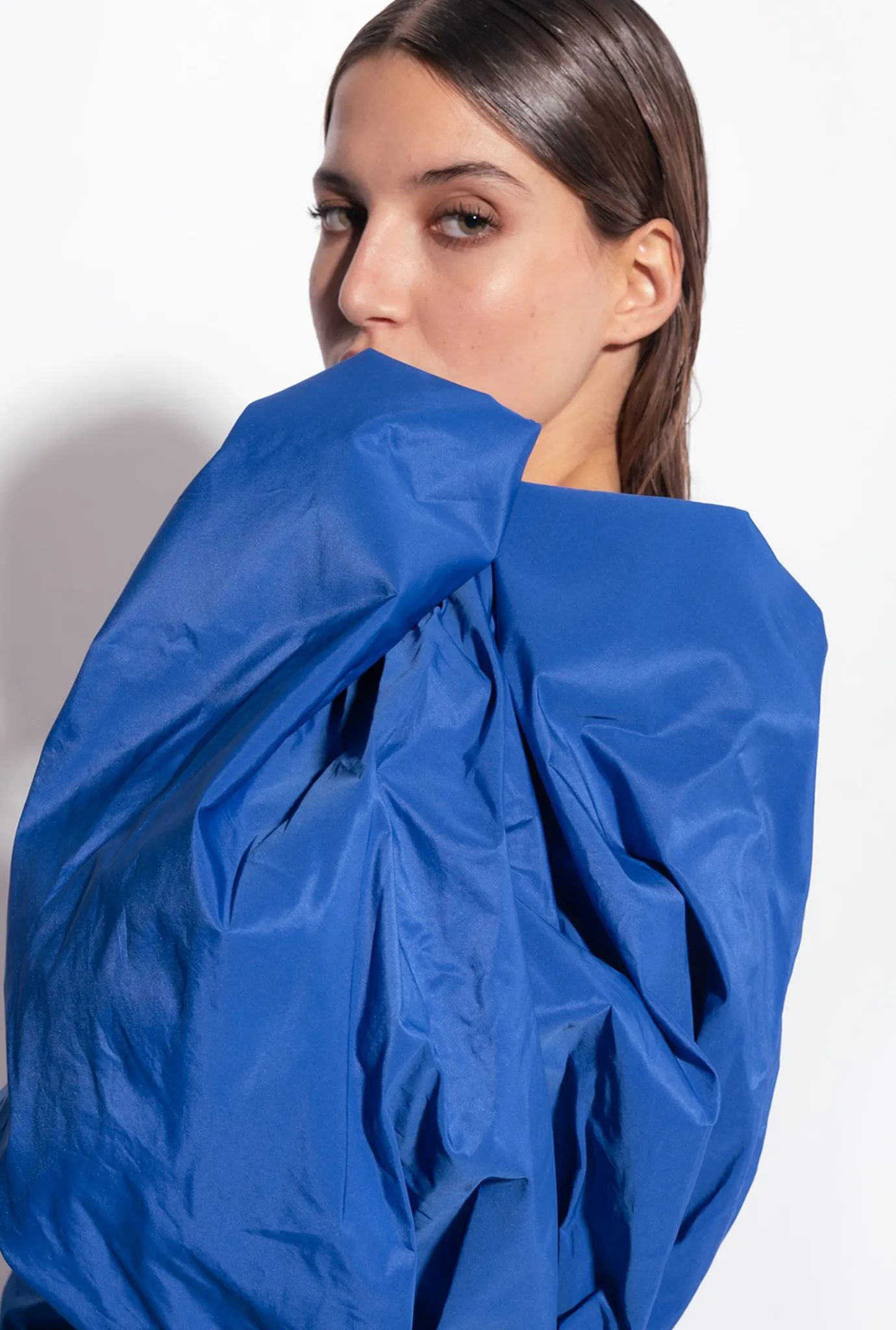 Robes|PINKO Mini-Robe A Manches Ballon Bleu Surf Sur Le Web