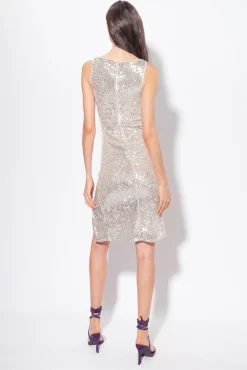 Robes|PINKO Mini-Robe A Paillettes Argent-Metallise
