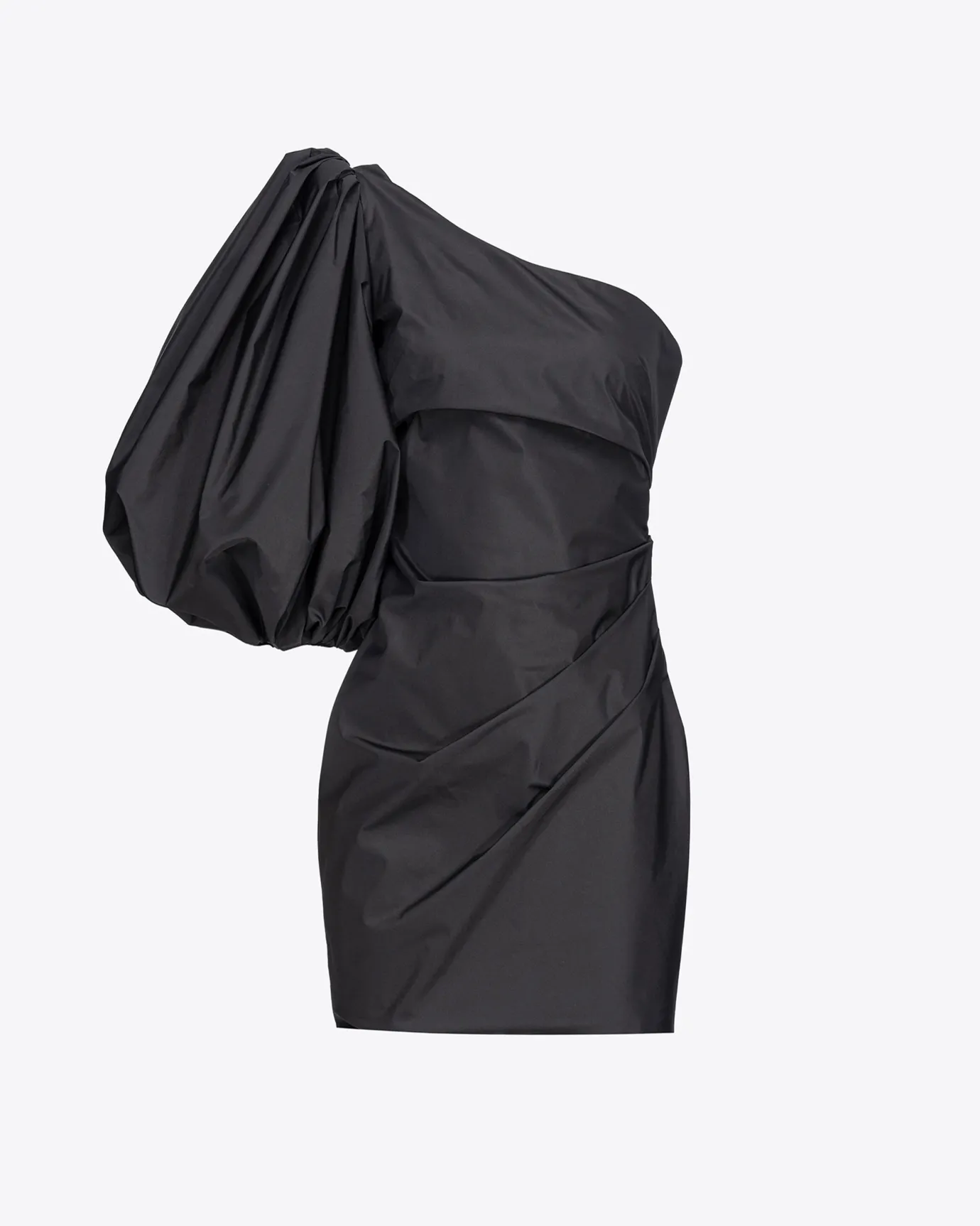 Robes|PINKO Mini-Robe Asymetrique En Taffetas Noir Limousine