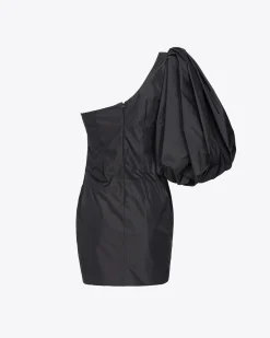 Robes|PINKO Mini-Robe Asymetrique En Taffetas Noir Limousine