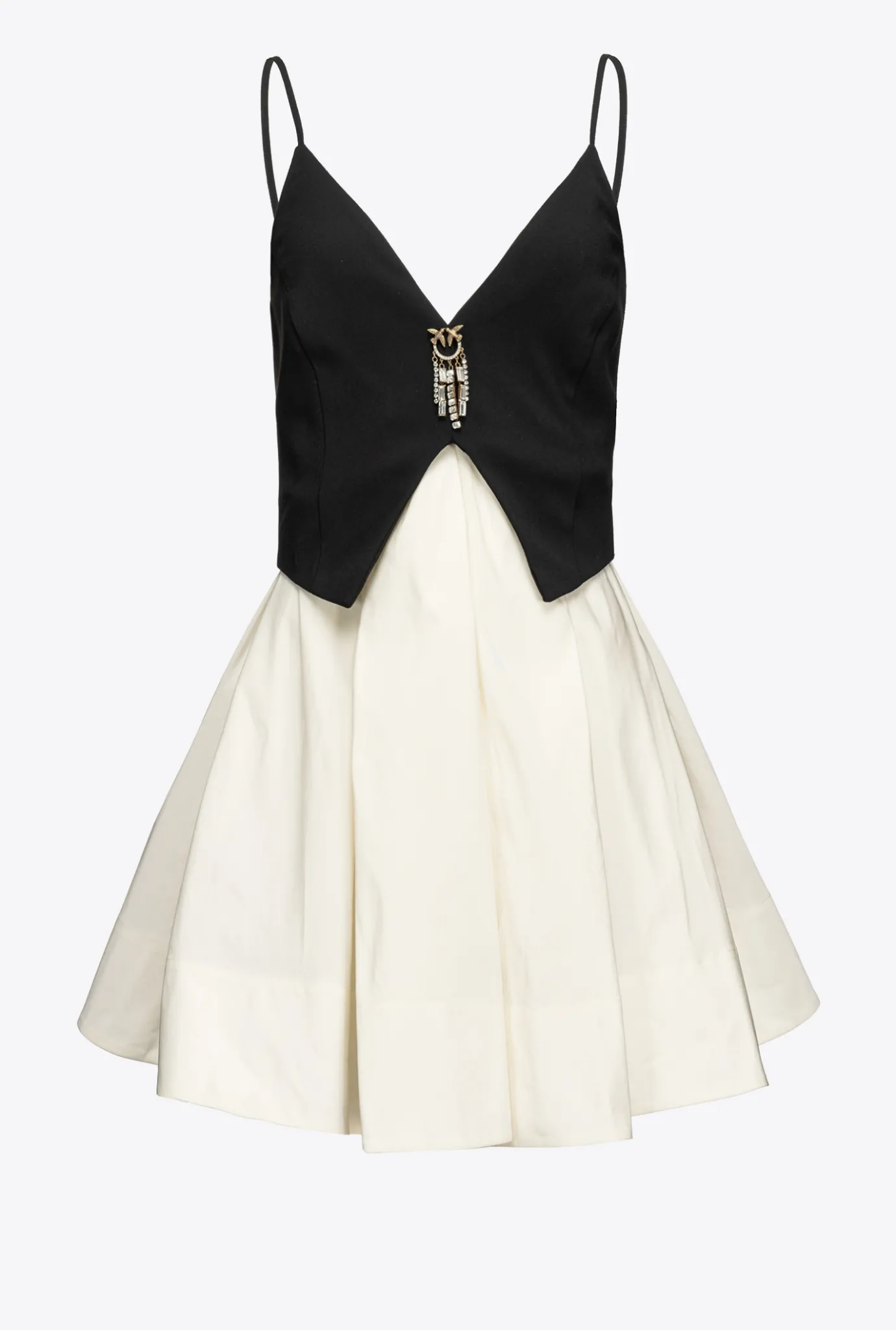 Robes|PINKO Mini-Robe Avec Broche Bijou Blanc/Noir