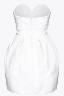 Robes|PINKO Mini-Robe Boule Blanche Entierement Pailletee Galleria Blanc Casse