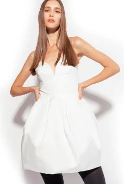 Robes|PINKO Mini-Robe Boule En Taffetas Galleria Blanc Casse
