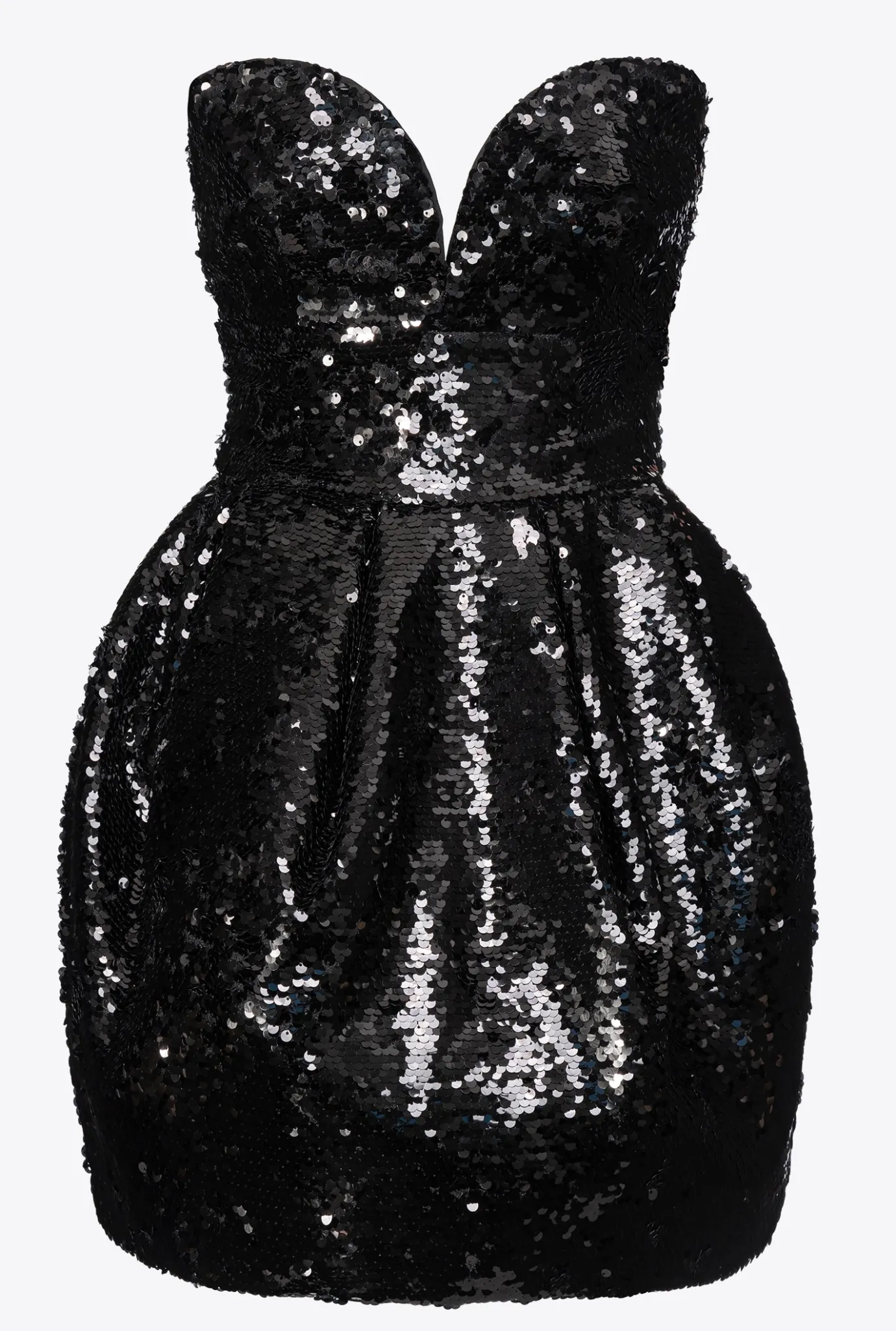 Robes|PINKO Mini-Robe Boule Noire Entierement Pailletee Galleria Noir Limousine