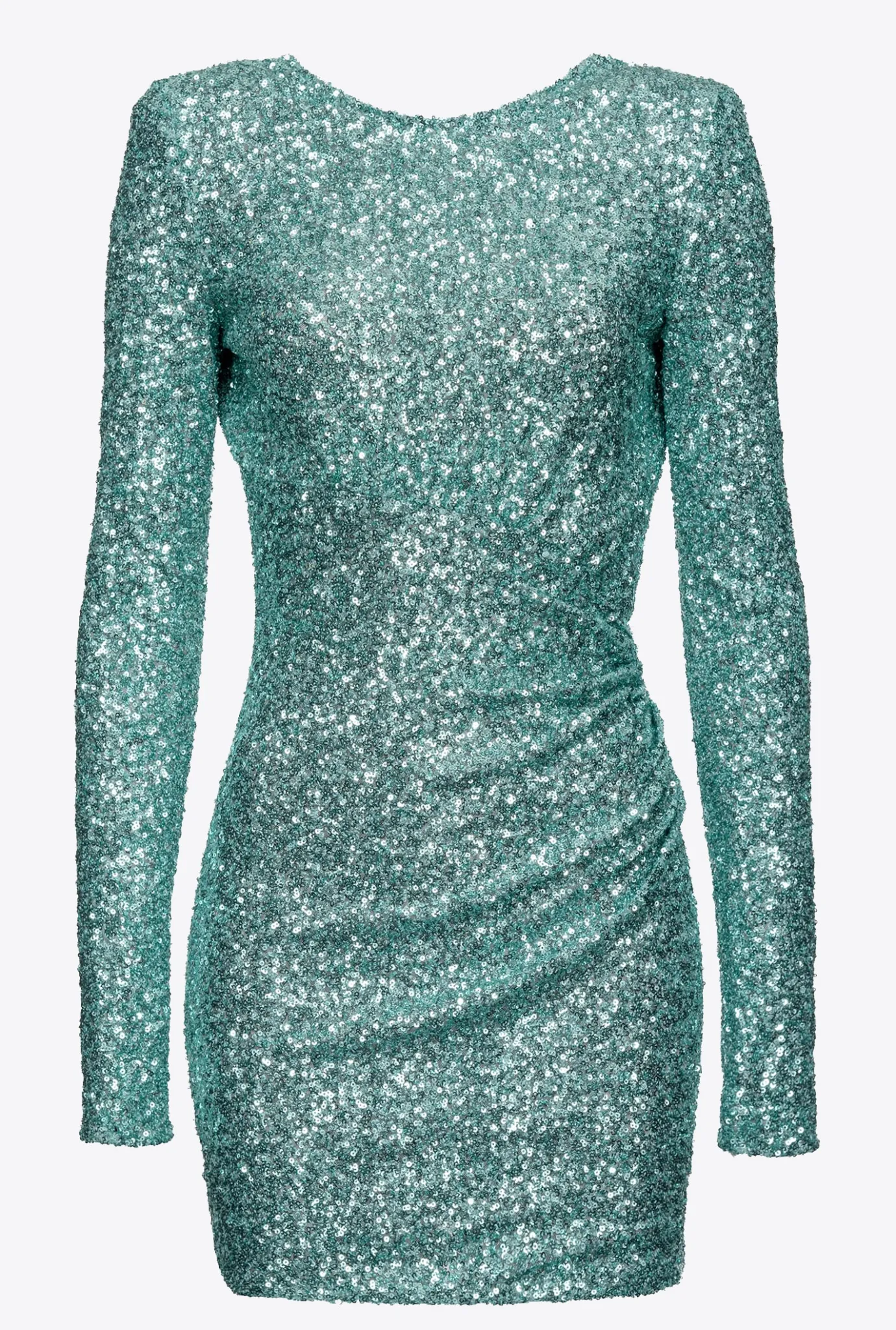 Robes|PINKO Mini-Robe Cache-Coeur Entierement Pailletee Vert Outremer