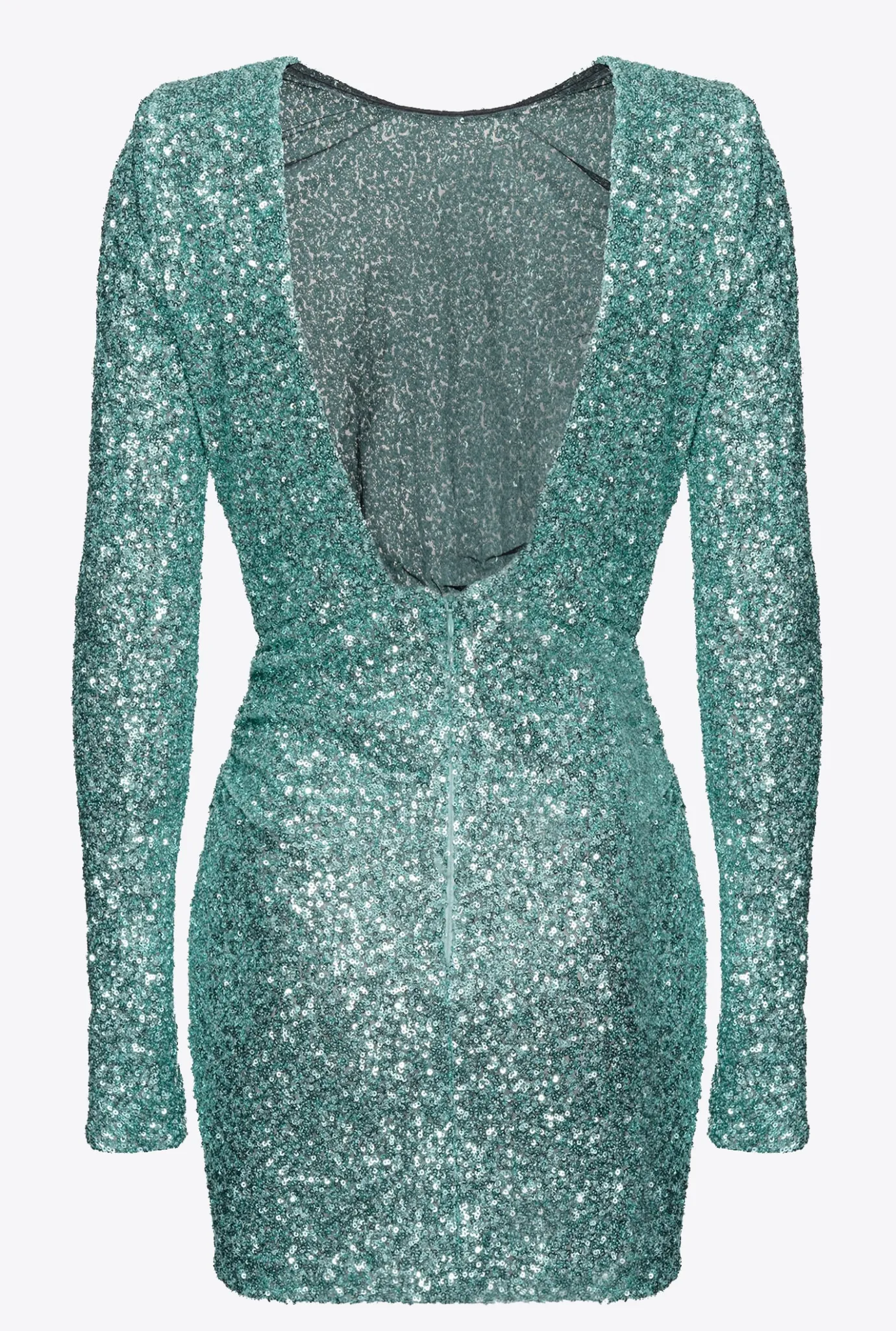 Robes|PINKO Mini-Robe Cache-Coeur Entierement Pailletee Vert Outremer