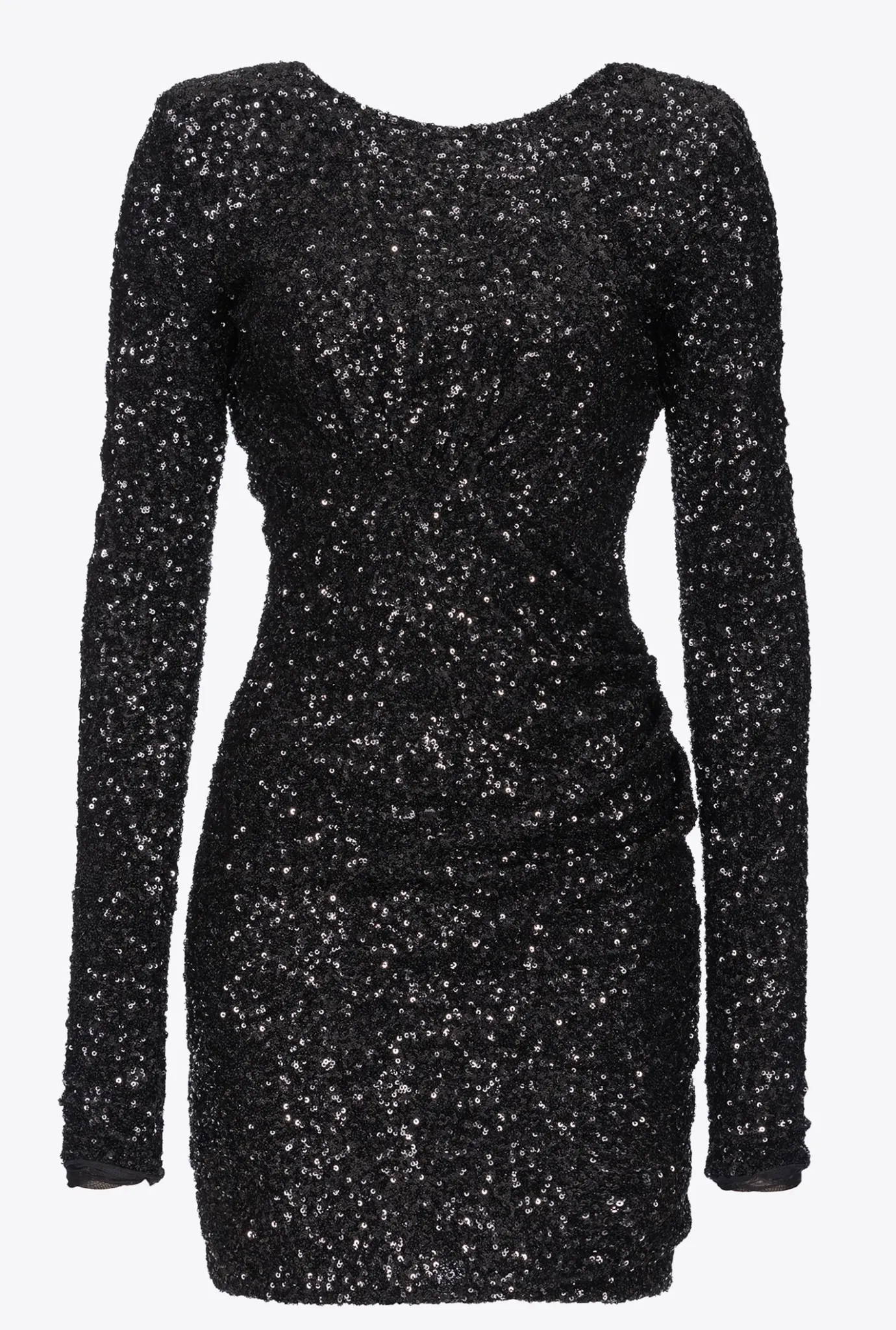 Robes|PINKO Mini-Robe Cache-Coeur Entierement Pailletee Noir Limousine