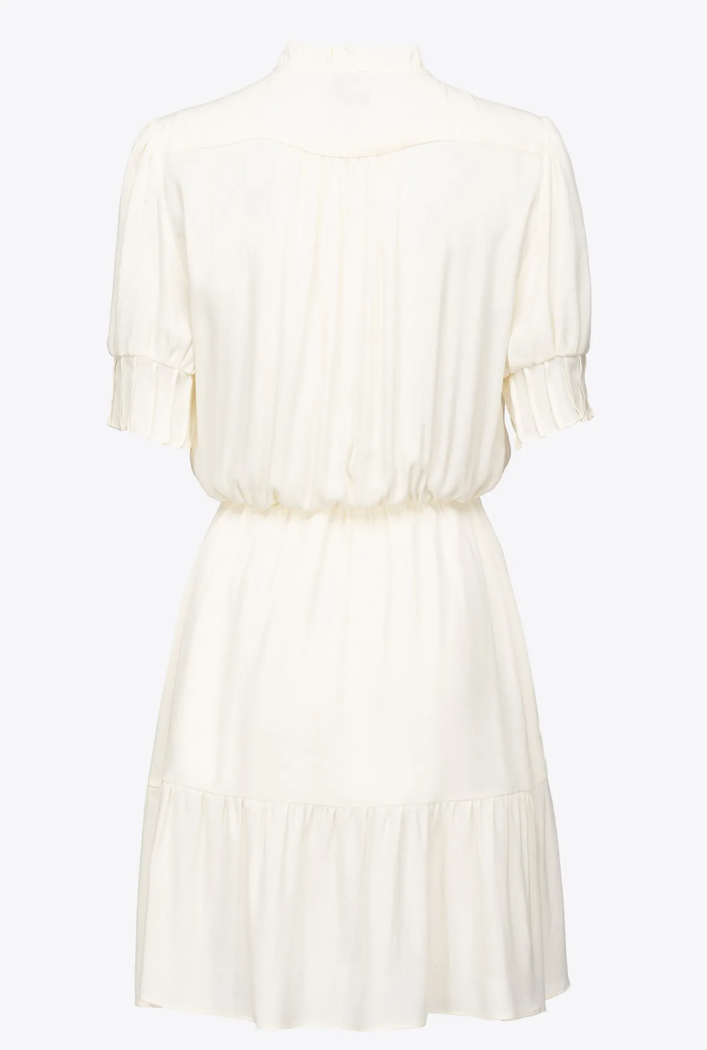 Robes|PINKO Mini-Robe Chemise En Crepe Marocain Blanc Meringue