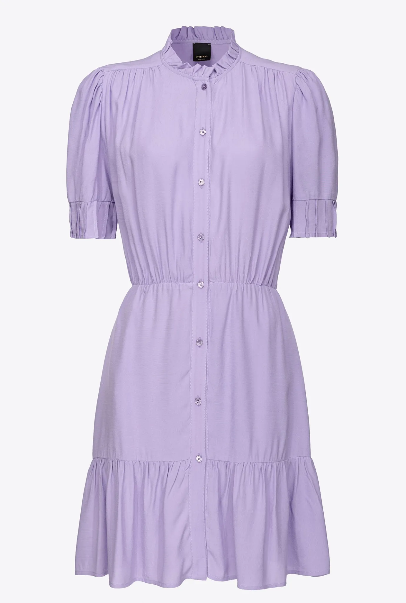 Robes|PINKO Mini-Robe Chemise En Crepe Marocain Violet Tulipe