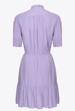 Robes|PINKO Mini-Robe Chemise En Crepe Marocain Violet Tulipe